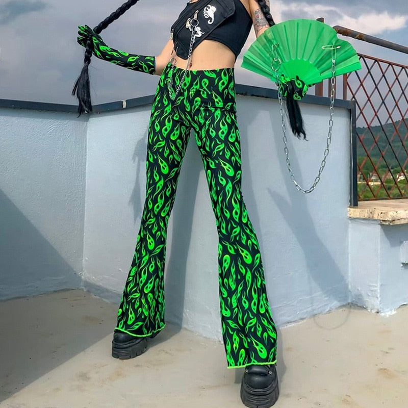 Neon Green Rave Flare Pants – Rave or Sleep